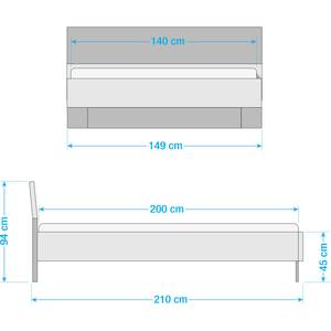 Futonbett Malmoe Edeltanne Dekor / Graphit - 140 x 200cm