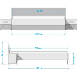 Bettanlage Malmoe Edeltanne Dekor / Graphit - 180 x 200cm