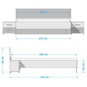 Schlafzimmer-Set Malmoe I (4-teilig) Edeltanne Dekor / Graphit - 140 x 200cm - Breite: 225 cm