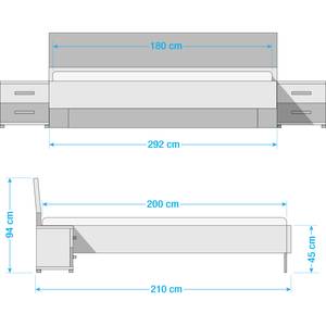 Schlafzimmer-Set Malmoe II (4-teilig) Edeltanne Dekor / Graphit - 180 x 200cm - Breite: 270 cm