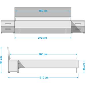 Schlafzimmer-Set Malmoe II (4-teilig) Edeltanne Dekor / Graphit - 160 x 200cm - Breite: 225 cm