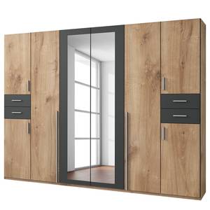 Armoire Vegas Gris gaphite / Imitation chêne - Largeur : 270 cm