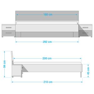 Schlafzimmer-Set Malmoe I (4-teilig) Edeltanne Dekor / Graphit - 140 x 200cm - Breite: 180 cm