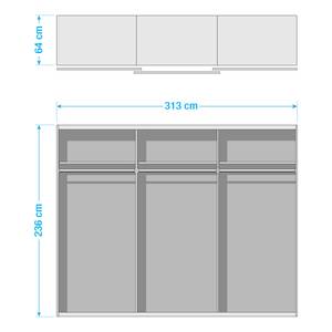 Schwebetürenschrank Bern Weiß / Edelstahl - 313 x 236 cm