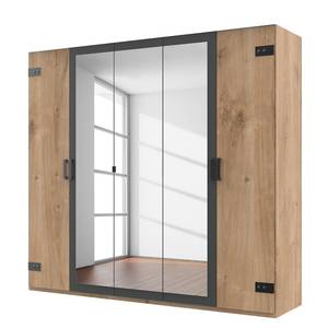 Armoire Malmoe Imitation chêne parqueté / Graphite - Largeur : 225 cm