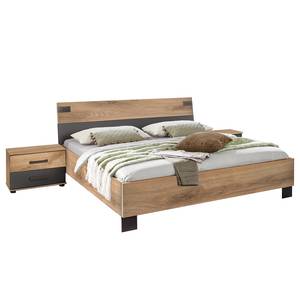 Bedframe Malmoe Planken eikenhouten look/Grafietkleurig - 160 x 200cm