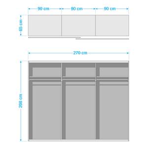 Schwebetürenschrank Altona II Weiß / Hochglanz Weiß - 270 x 208 cm