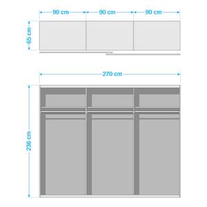 Armoire à portes coulissantes Altona 2 Blanc / Gris brillant - 270 x 236 cm