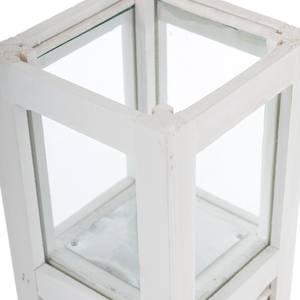 Lantaarn Hedra transparant glas/wilgenhout - antiek wit