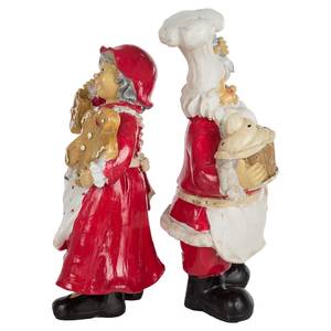 Dekofigur Santa und Bäckerin (2-teilig) Kunstharz / Polyresin - Weiß