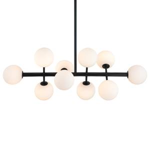 Lampada da soffitto KJUL 10 punti luce Metallo nero / Vetro opalino bianco