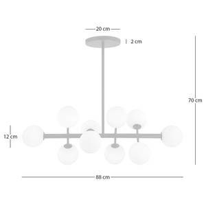 Plafondlamp 10 lichtbronnen Zwart metaal/Wit opaalglas