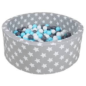 Bällebad Soft White Stars Grau Grau / Hellblau