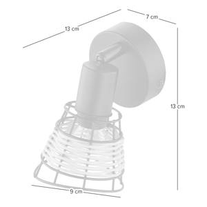 Wandlamp Lendum ijzer/rotan - 1 lichtbron