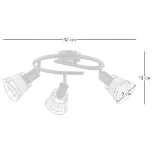 Plafondlamp Lendum II ijzer/rotan - 3 lichtbronnen