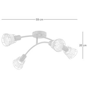 Plafonnier Lendum III Fer / Rotin - 4 ampoules