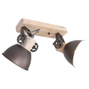 Plafondlamp Gearwood VIII ijzer/deels massief eikenhout - 2 lichtbronnen