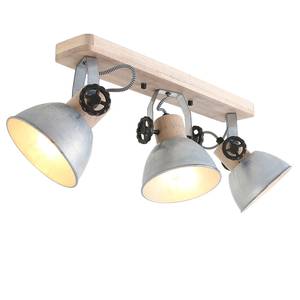 Plafondlamp Gearwood I ijzer/deels massief eikenhout - 3 lichtbronnen