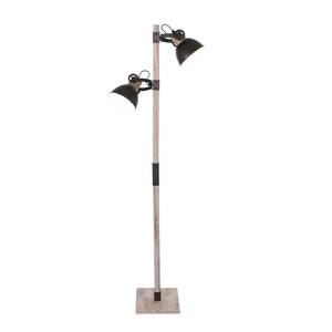 Staande lamp Gearwood I ijzer/deels massief eikenhout - 2 lichtbronnen