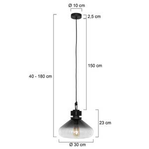 Suspension Flere Verre fumé / Fer - 1 ampoule