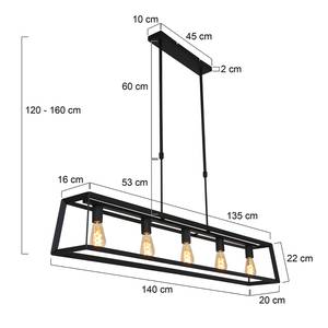 Hanglamp Buckley ijzer - 5 lichtbronnen