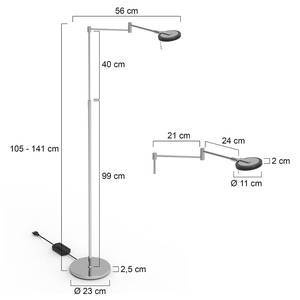 Staande LED-lamp Turound III rookglas/ijzer - 1 lichtbron