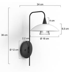 LED-Wandleuchte Tallerken II Milchglas / Eisen - 1-flammig