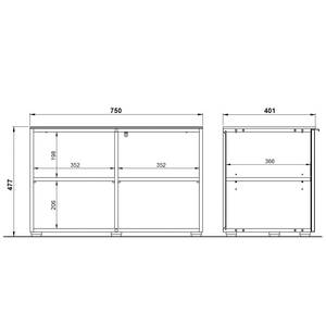 Garderobeset Rimini II (4-delig) glas - wit/grafietkleurig