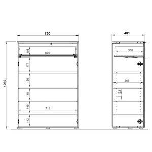 Garderobeset Rimini II (4-delig) glas - wit/grafietkleurig