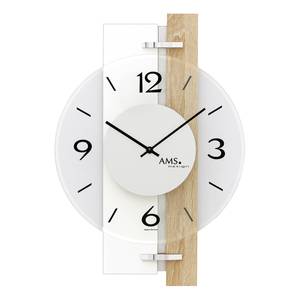 Horloge murale Cemento Verre transparent / Aluminium - Beige / Blanc