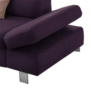 Canapé d’angle Calau Microfibre - Microfibre Enza: Violet foncé - Méridienne longue à gauche (vue de face) - Sans fonction couchage