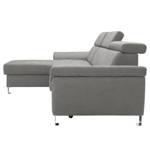 Ecksofa Busene I Microfaser - Microfaser Enza: Grau - Longchair davorstehend links - Mit Schlaffunktion