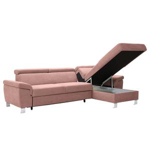 Ecksofa Busene I Microfaser - Microfaser Enza: Mauve - Longchair davorstehend rechts - Mit Schlaffunktion