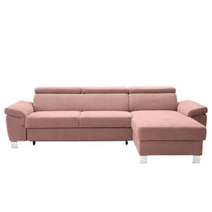 Ecksofa Busene I Microfaser - Microfaser Enza: Mauve - Longchair davorstehend rechts - Mit Schlaffunktion