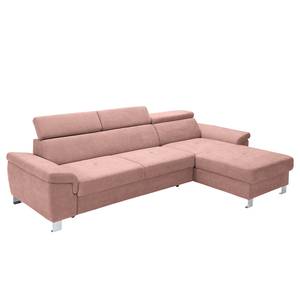 Ecksofa Busene I Microfaser - Microfaser Enza: Mauve - Longchair davorstehend rechts - Mit Schlaffunktion