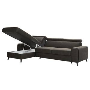 Ecksofa Cadima II Webstoff - Webstoff Cavo: Braun - Longchair davorstehend links - Mit Schlaffunktion