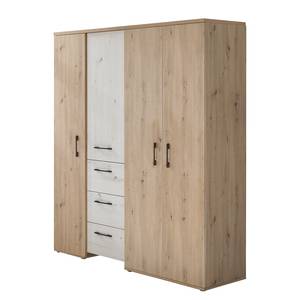 Armoire Micha Chêne noueux / Blanc - Largeur : 147 cm