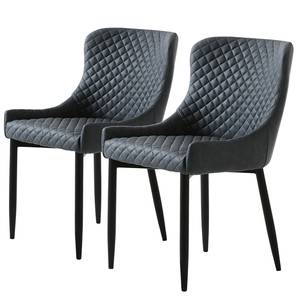 Chaises Elbi I (lot de 2) Imitation cuir / Métal - Anthracite / Noir