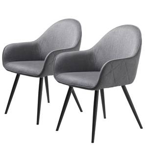 Chaises à accoudoirs Delvin (lot de 2) Tissu / Métal - Gris / Noir