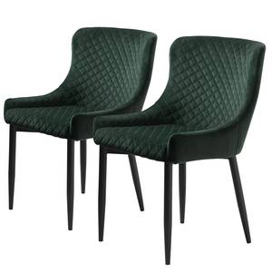 Chaises Elbi II (lot de 2) Velours / Métal - Vert foncé / Noir