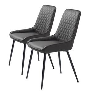 Chaises Dela II (lot de 2) Imitation cuir / Métal - Marron foncé / Noir