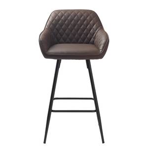 Chaise de bar Dela II Imitation cuir / Métal - Marron foncé / Noir
