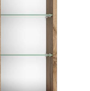 Badkamerset Tira (2-delig) inclusief verlichting -  Wit glas/Eikenhouten Wotan look - Breedte: 80 cm