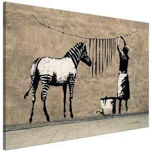 Afbeelding Washing Zebra on Concrete canvas - meerdere kleuren - 90 x 60 cm