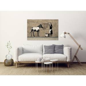 Bild Washing Zebra on Concrete (Banksy) Leinwand - Mehrfarbig - 120 x 80 cm