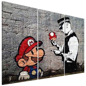 Wandbild Super Mario Mushroom Cop Leinwand - Mehrfarbig - 120 x 80 cm