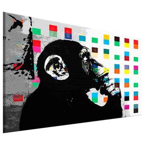 Wandbild The Thinker Monkey Leinwand - Mehrfarbig - 120 x 80 cm