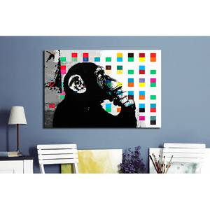 Wandbild The Thinker Monkey Leinwand - Mehrfarbig - 120 x 80 cm