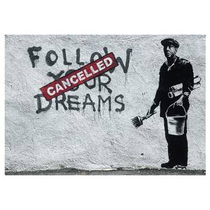 Fototapete Dreams Cancelled (Banksy) Vlies - Grau / Schwarz - 250 x 175 cm