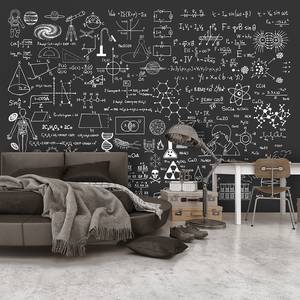 Vlies-fotobehang Science on Chalkboard vlies - zwart/wit - 350 x 245 cm